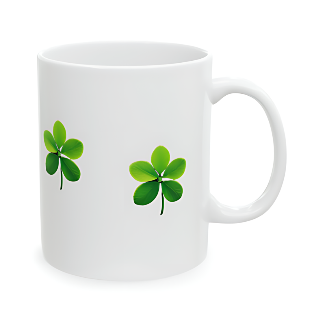 A Green Lucky Clover Ceramic Mug, 11oz