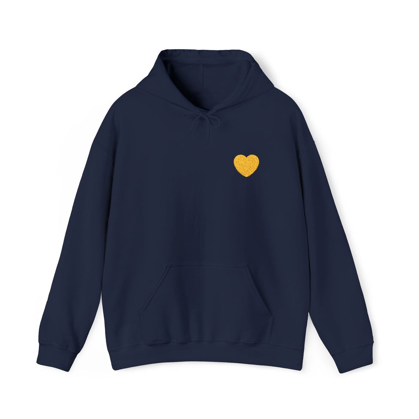 It is a yellow heart on a hoodie that symbolizes friendship and happiness.